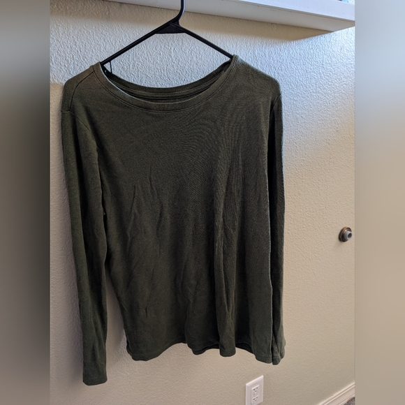 Long sleeved women 's. Stretch t-shirt size XXL, ribbed texture beautiful green - Picture 1 of 1